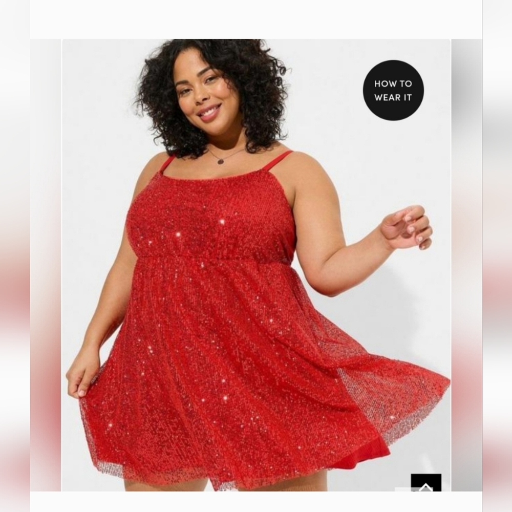 Torrid Red Sparkly Sequence Dress